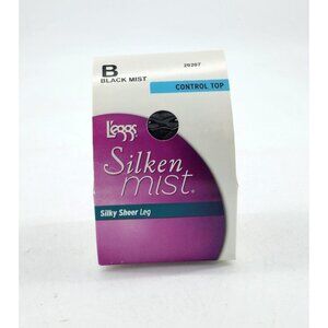 L'eggs Silken Mist Silky Sheer Leg Control Top Pantyhose 20207 Black Mist Sz B
